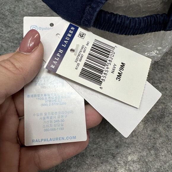 Polo Ralph Lauren Hat Baseball Cap Bear USA Sweater Baby Infant 3-9 Months Blue - Picture 7 of 9